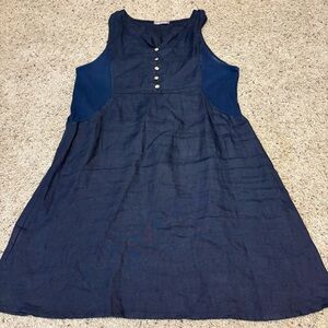 Terzo Millennio Navy Sleeveless Linen Dress XL